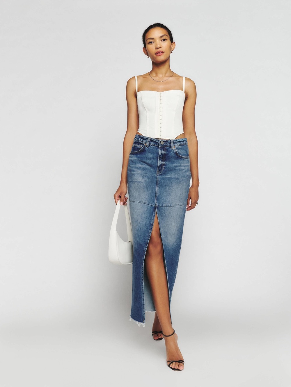 NWOT Reformation Tazz Maxi Denim Skirt with Front Slit